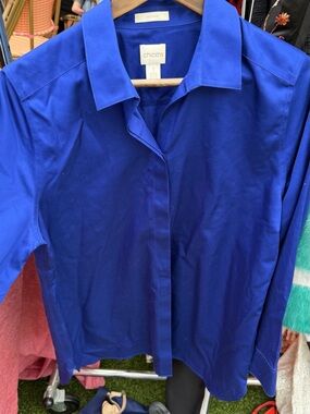 Chico's Button-Up Shirt in Cobalt Blue